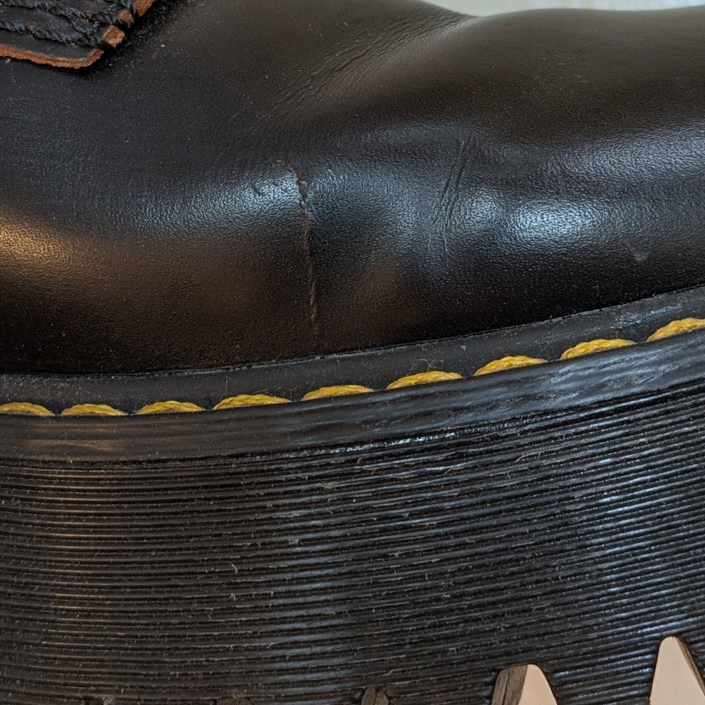 Dr. Martens Leona Mid Heel Platform Combat Boots, Docs High Heel Leather, 90s - Picture 12 of 16